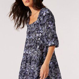 Paisley Tiered Babydoll Mini Dress